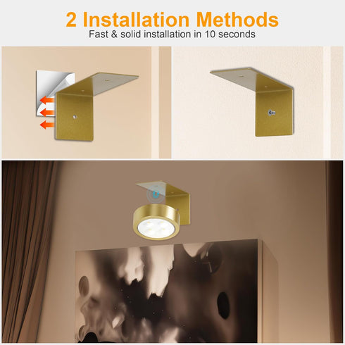 3Pcs Battery Operated Picture Light, Magnetic Led Painting Light with Remote Dimmable and Timer, 3 Lighting Modes Art Display Light for Picture Fr...