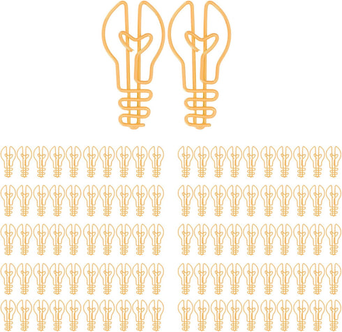 100Pcs Light Bulb Paper Clips Metal Special Shaped Paperclip with Storage Box Page Markers for School Office Supplies (Yellow)...