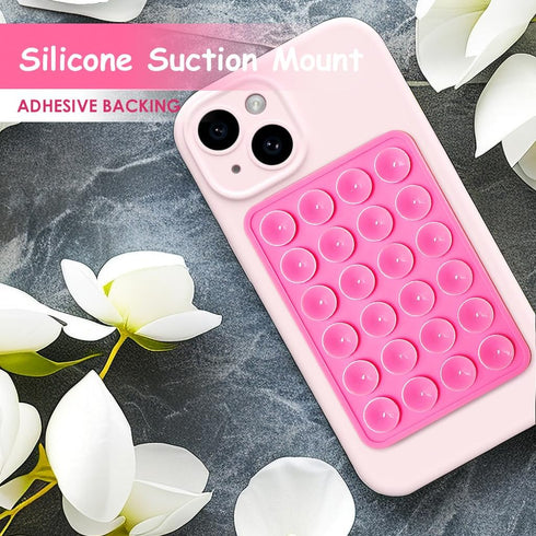 PKYAA 2 Pack Silicone Suction Phone Case Adhesive Mount, Strong Grip Holder for Selfies and Videos, Hands-Free Sticky Phone Grip for iPhone and An...
