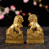 BRABUD 2.8in(H) Fengshui Brass Pair of Fu Foo Dogs Guardian Lion Statues Housewarming Congratulatory to Ward Off Evil Energy ZD099 Gold...