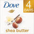 Dove Beauty Bar Gentle Skin Cleanser Moisturizing, Shea Butter, 3.75 oz, 4 Bars...