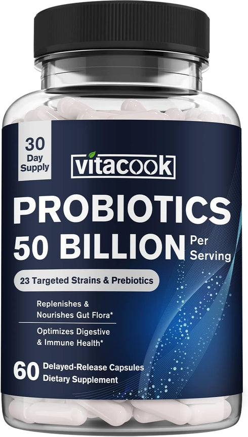 Probiotics 50 Billion, 23 Strains with Organic Prebiotics, Digestive & Immune Support, Freeze-Dried, Delayed-Release, Better Than a Dozen Yogurts,...