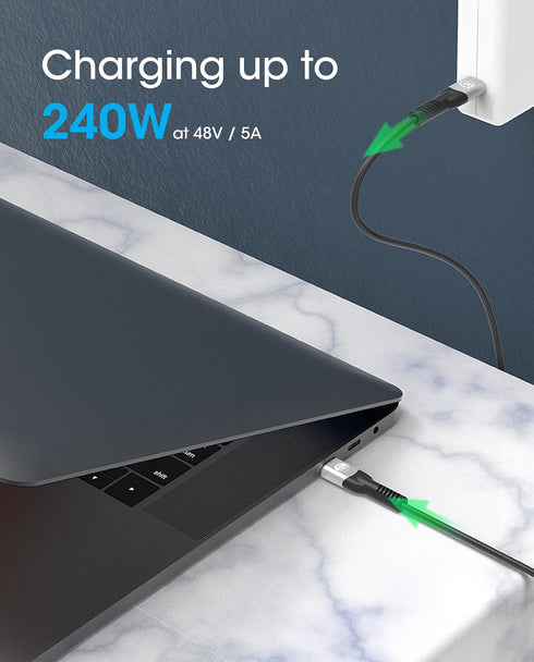 MANHATTAN USB 4 Cable – 6.6 ft - 240W Fast Charging USB C Cord, 40 Gbps High Speed Data Transfer, Supports 8K HD Display, Braided – 3 Yr Mfg Warra...