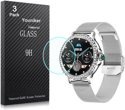 3 Pack Compatible with Fitonus F19 1.3 inch Smartwatch Screen Protector Tempered Glass Compatible with BOCLOUD NX19 1.32'' Smart Watch Screen Prot...