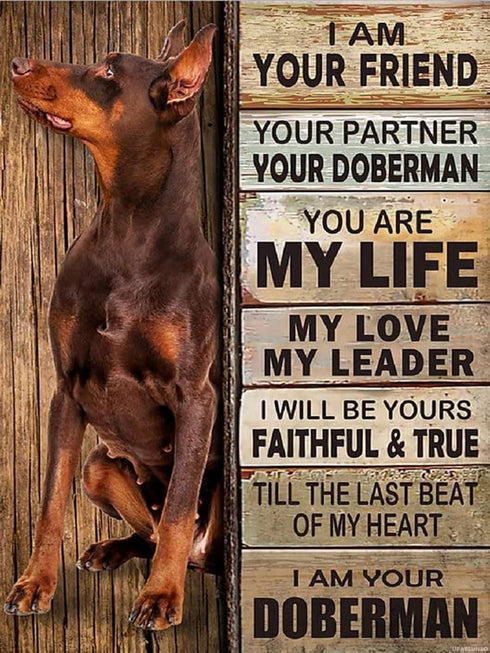 UPABLUNSO 5D Diamond Art I Am Your Friend I Am Your Doberman Diamond Painting Kits for Adults Paint by Number for Home Recreation and Wall Decorat...