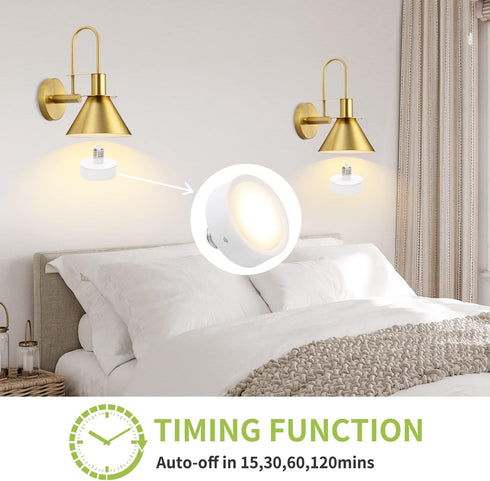 E26 Base Battery Operated Light Bulb, 2 Pack Battery Powered Light Bulbs, Battery Light Bulb, Light Bulbs, LED Puck Lights for Wall Sconce, Lamp...