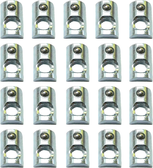 20 Packs 1/4-20 Threaded Steel Roll in T-Nut with Ball Spring, T Slot Accessories for Aluminum Extrusion Profile Rail...