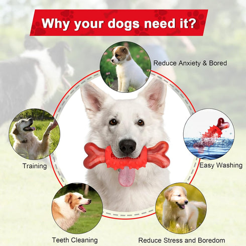 Dog Chew Toy for Aggressive Chewers, Nylon Dog Bone Toy for Large Medium Small Dogs, Interactive Dog Toys for Puppies Teething, Outdoor Dog Toys w...