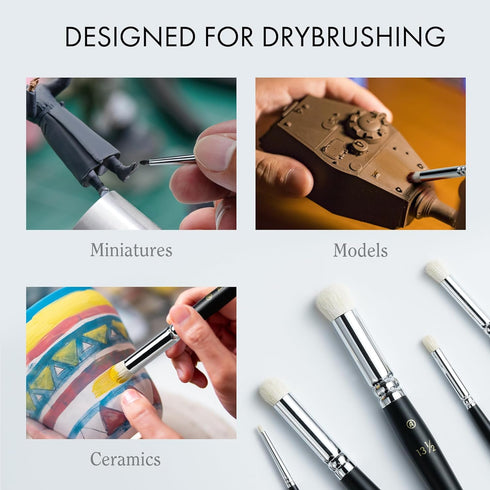 ARTIFY Drybrush Set of 5 Sizes: Expert Series Dry Brush for Effortless Miniature, Model, Ceramics, Citadel Painting - Hobby Detail Small Acrylic O...