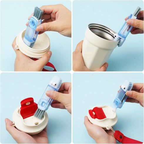 3pcs 4 in 1 Bottle Cleaning Brush Set, Multipurpose Cup Lid Gap Cleaner Brush Bottle Lid Crevice Cleaning Detail Brush Tools for Home Kitchen Wate...