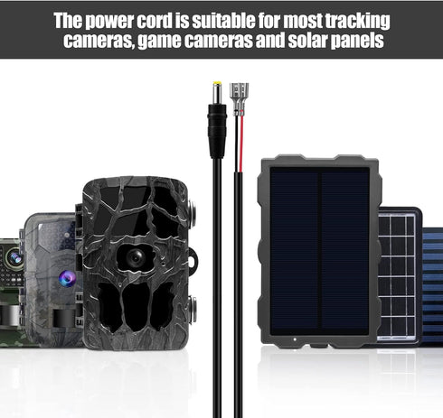 Trail Camera Power Cord,5.5x2.1mm DC External Power Cable,5.5x2.1mm DC Plug Compatible,Connection with Portable Power Banks,Solar Panels, Game/Doo...