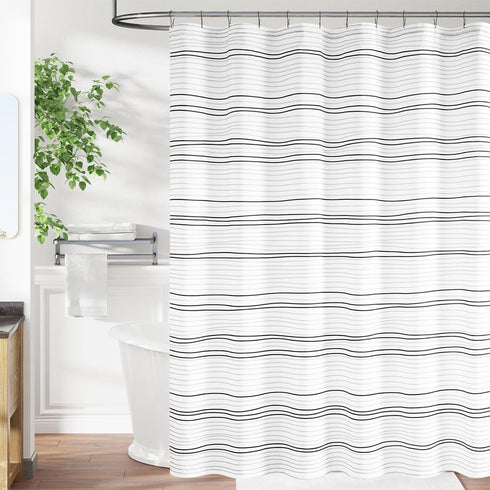 jinchan Black Grey White Striped Shower Curtain Wave Shadow Shower Curtains for Bathroom Waterproof Fabric Shower Curtain Spa Hotel Modern Abstrac...