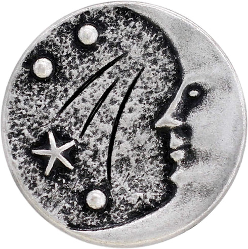Bezelry 12 Pieces Starry Night Man in The Moon Metal Shank Buttons. 20mm (3/4 inch) (Antique Silver)...
