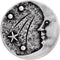 Bezelry 12 Pieces Starry Night Man in The Moon Metal Shank Buttons. 20mm (3/4 inch) (Antique Silver)...