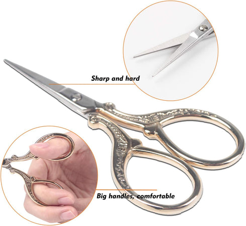 Embroidery Scissors with Leather Scissors Cover Small 3.6 inch Sewing Craft Sharp Scissors for Fabric Cutting Paper Crafting Office Scissors Sewin...