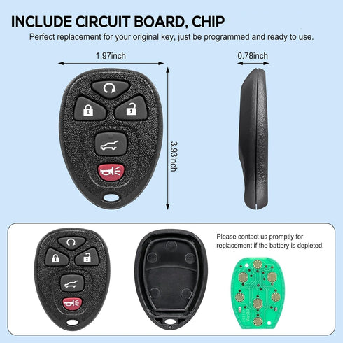 Key Fob for Chevy Traverse: for Chevy Suburban Tahoe,for 2008-2017 Bulck Enclave 2008-2013 Cadillac Escalade 2007-2009 Saturn Outlook,OUC60270 OUC...