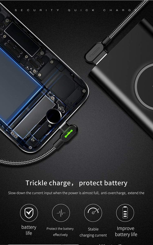 USB 90 Degree Right Angle Design Gaming LED Nylon Braided Sync Charge Double Size USB Reversible Data 6FT/1.8M Cable Compatible New Phone/Pad/Pod ...