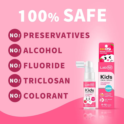 LAB52 Kids Oral Spray, Toddler Toothpaste Helper for Cavity Repair and Fresh Breath, Children Anticavity with Fluoride Free for Newborn to Prescho...