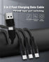 100W Multi 3 in 2 Fast Charging Cable 10FT, Black Long Nylon Braided,3 in 2 USB A/C to USB-C Lightnning Micro Connectors for iPhone 15/15 plus,Sam...