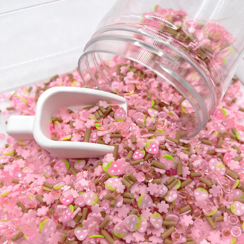 Pink Strawberry Mix with Pearls, Polymer Clay Sprinkle Mix (NOT Edible)...