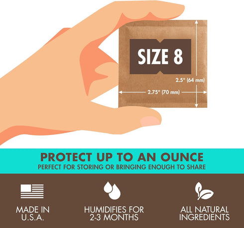 Boveda 58% Two-Way Humidity Control Packs For Storing 1 oz – Size 8 – 10 Pack – Moisture Absorbers for Small Storage Containers – Humidifier Packs...