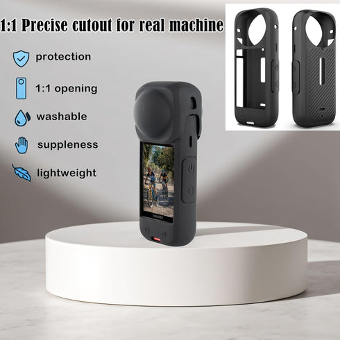 PCTC Insta 360 X4 Silicone Protective Case with Lens Cap for Insta 360 X4 Accessories,Silicone Case Camera Protective Kit for Insta360 X4 Action C...
