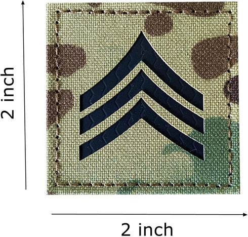 2” x 2” Multicam OCP IR US Army Rank IR Flag Patch with Hook Fastener (E5 Sergeant)...