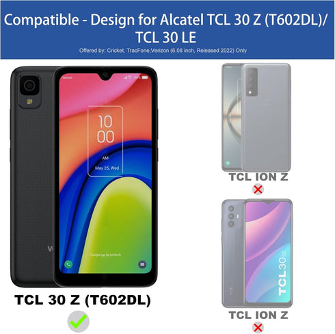 Ailiber for TCL 30Z Case with Screen Protector, Straight Talk TCL 30 Z Phone Case, Adjustable Ring Kickstand, Soft Microfiber Lining, Slim Silicon...