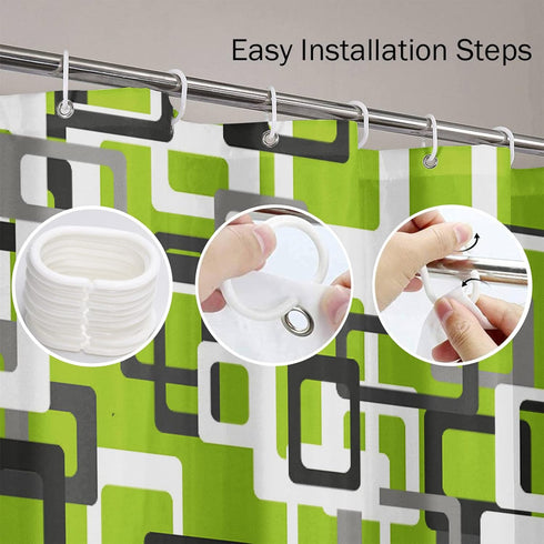 Shower Curtain Modern Lime Green Black Gray White 72"x72" Home Decor Waterproof Bath Bathroom Curtain Set with Hooks...