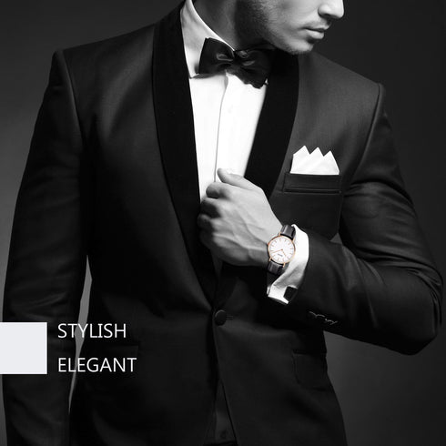 Men's Dress Wrist Quartz Watch with Black Leather Band - Men Business Waterproof Classic Casual Analog Watches Fashion Thin Case Wristwatch...