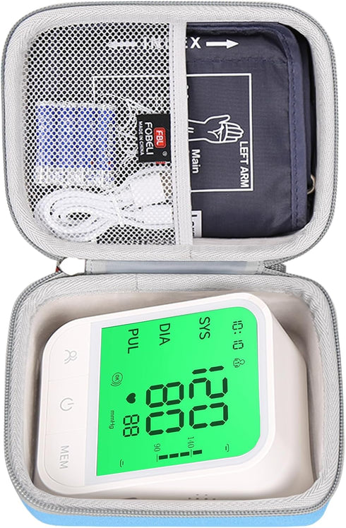 Carrying Case Compatible with Femometer/Invaxe/Alcedo/ALPHAGOMED Automatic Blood Pressure Monitor for Upper arm Adjustable BP Cuff, Hard Protectiv...