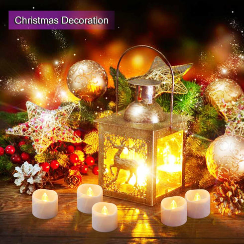 12 Pack Timer Tea Lights Candles Battery Operated, Flameless Flickering Fake Tealight Outdoor Electric Votive Candle Bulk for Halloween Decor...