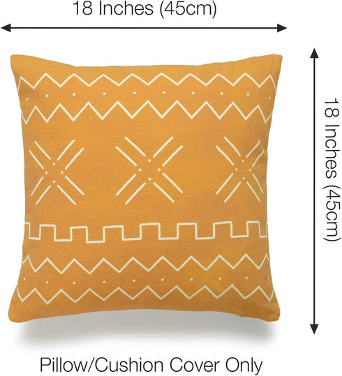 Hofdeco African Mudcloth Pillow Cover ONLY, Mustard Yellow X Stripes, 18"x18"...