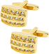 Golden Rectangle Cufflinks for Men Lady with Crystals In Gift Case Novelty Gemstone Men's Cufflinks Jewelry Set for Wedding Party Anniversary Busi...
