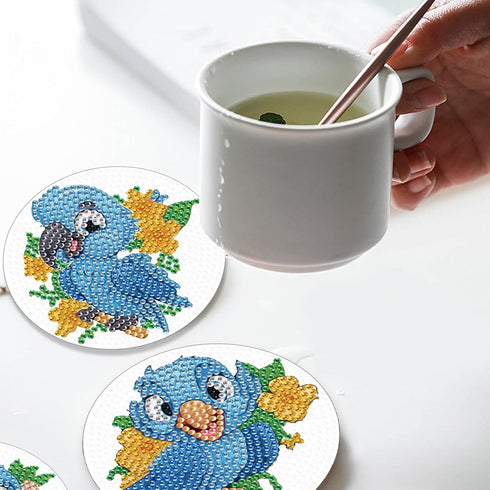 4 Pcs Diamond Art Painting Creative Coasters DIY Animal Bluebird Diamond Art Coasters Diamond Painting Kits Diamond Non Slip Coaster for Beginners...