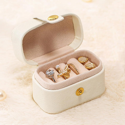 Mini Ring Storage Box Organizer Travel Jewelry Box, Small Portable Jewelry Case, Practical Travel Gift for Women, White...