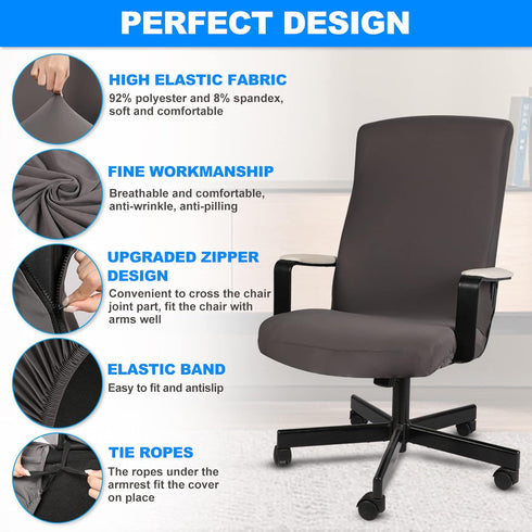 Stretch Office Chair Cover, Soft Comfortable Computer Chair Covers with Durable Zippers, Universal Boss Chair Cover, Elastic Washable Office Chair...