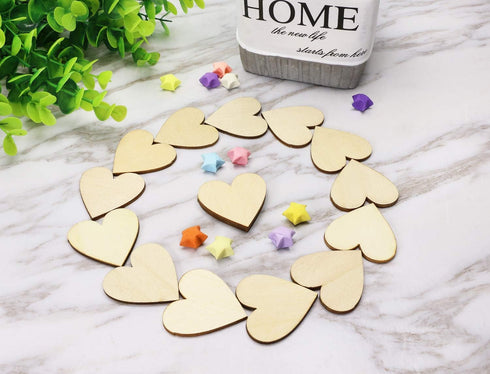 Shapenty Unfinished Wooden Hearts Bulk Blank Wood Slices Discs DIY Craft Cutout Pieces for Wedding Guest Signing Book Frame Album Valentine Christ...