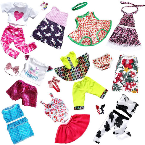 18 inch Doll Clothes and Accessories fit American 18'' Dolls - Including 10 Complete Set of 18 inch American Doll Clothes Outfits Dress with Unico...