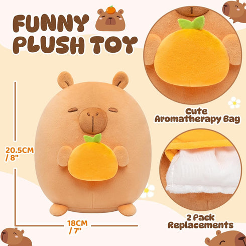 Scented Stuffed Plush Toy, Cute Capybara Stuffed Animal with Orange Scented Bags, Squishy Plushies Hugging Pillow Decor Pillow for Boys & Girls...