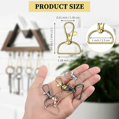 25 Pcs Metal Swivel Clasp Hooks 1 Inch D Ring Keychain Making Kit Lanyard Snap Hooks Keychain Clip Hooks Lobster Claw Clasps for Lanyard Making, P...