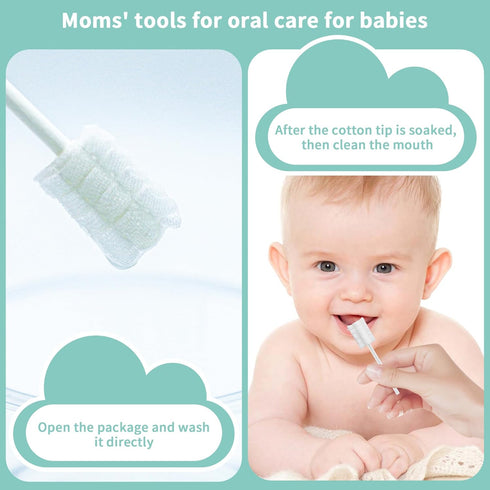 Infant Tongue Cleaner Skim Gauze 105PCS + 2 Finger Cot Baby Toothbrush with Box, Baby Oral Cleaner Newborn Disposable Tongue Cleaner, Care 0-36 Mo...