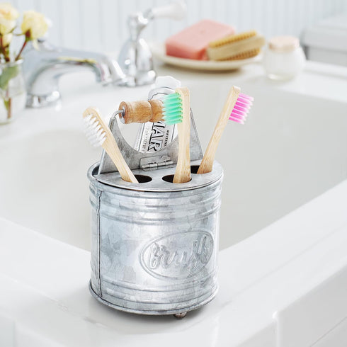 Autumn Alley Farmhouse Toothbrush Holders for Bathrooms - Rustic Galvanized Tooth Brush Holder - Farmhouse Bathroom Accessories Country Decor, Too...