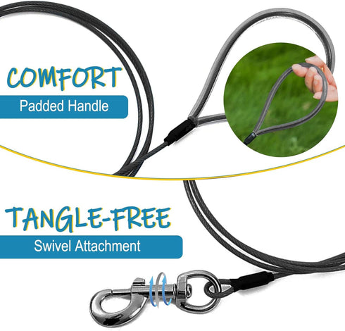 Chew Proof Dog Leash,6FT Metal Cable Lead,Heavy Duty Leash Made of Coated Wire Rope,Chew Resistant,Great for Large Dogs and Teething Puppies,Dog C...