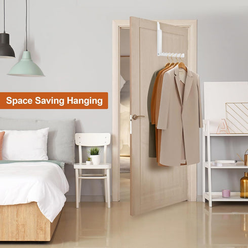 2pcs Over The Door Hooks for Hanging - Foldable Over The Door Clothes Hanger with 6 Groves, Extra Strong Over The Door Drying Rack for Hanging Clo...