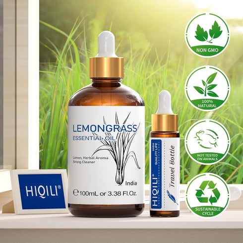 HIQILI Lemongrass Essential Oil, 100% Pure Natural Undiluted Premium Oils - 3.38 Fl. Oz...