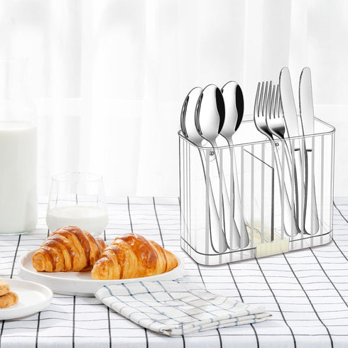 Utensil Holder for Kitchen, Wall Mount Plastic Clear Flatware Organizer Countertop...