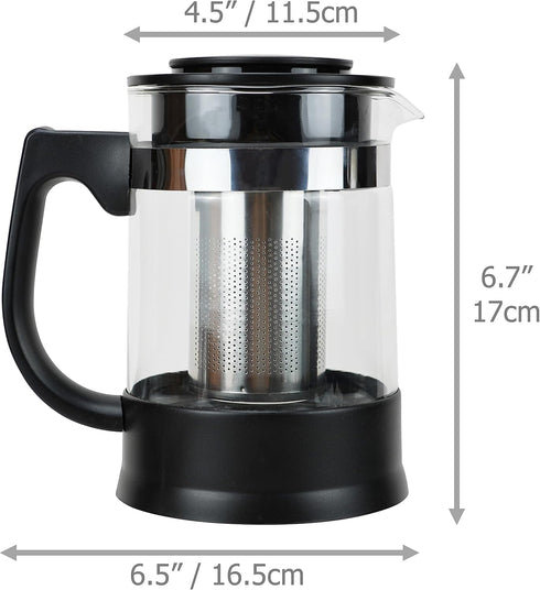 Glass Teapot Tea Kettle with Removable Infuser and Heat Resistance Base for Making and Serving Blooming Tea, Loose Leaf Tea - Capacity is 950ml/32...
