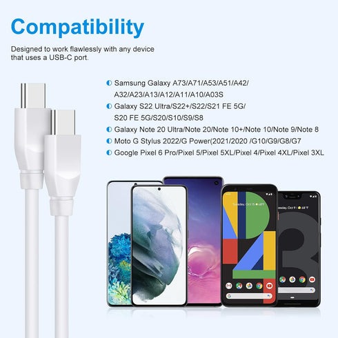 C Charger Cable for Google Pixel 6 Pro 6FT Fast Charging Cord 2Pack PD Power Cord for Google Pixel 8 8a 7 7 Pro 7a 6 Pro 6a 5a 5 4a XL,Samsung Gal...