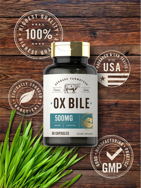 Carlyle Ox Bile Supplement | 500mg | 60 Capsules | Digestive Enzyme | Non-GMO & Gluten Free | by Herbage Farmstead...